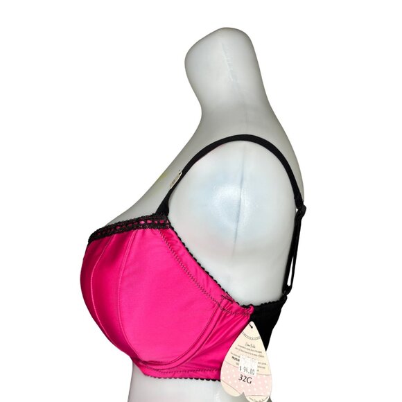 Creme Bralee by QT Intimates Bra in Pink with Black Lace Trim • 32G • NWT - Picture 2 of 3